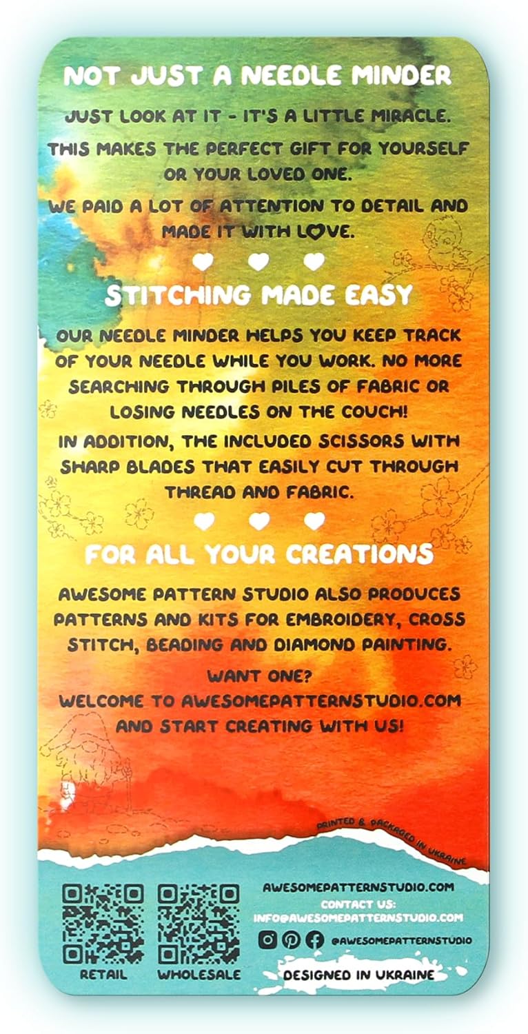 Awesome Pattern Studio Needle Minder Set - Snow White Castle Magnetic Needle Minder + 2 Needle Threaders + Crane Scissors. Enamel Pin for Cross Stitch, Embroidery and Craft - Image 2